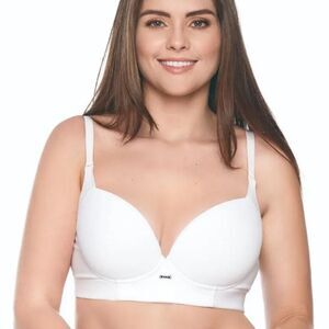 Laura Colombian Lingerie Full Coverage Bra 34C White Wired Wide Back Solid Comfy